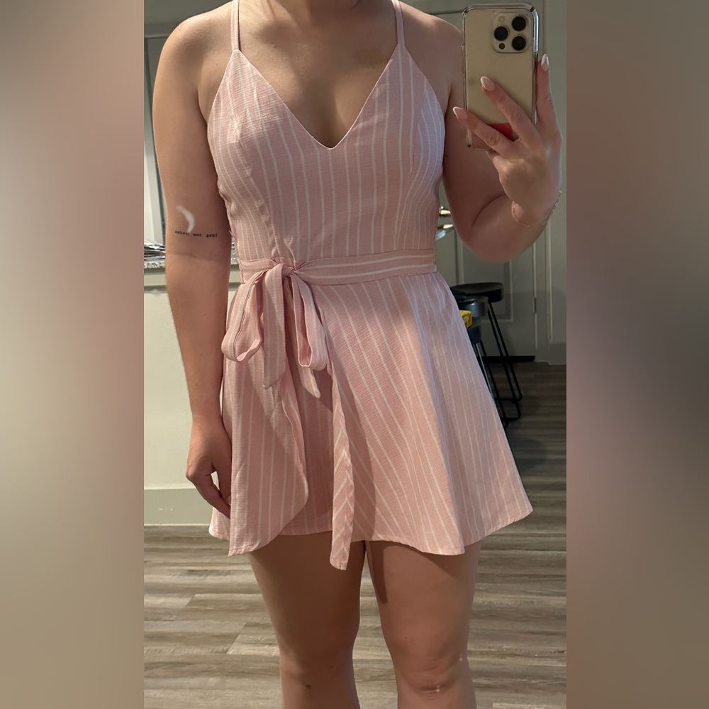Privy pink and white striped flowy romper - so cute on - gently worn